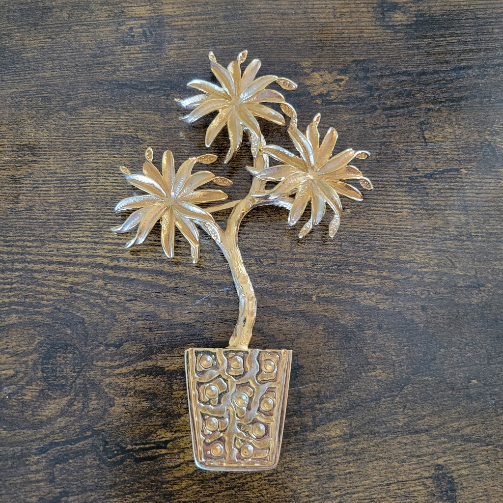 Rare Huge St John Sj Flower Pot Crystal Rhinestone Pin Brooch 525 X 325 250$